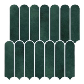 Commomy Matte Peel and Stick Backsplash - 10 Sheets of 11.8" x 11.8" - 3D Green Peel and Stick Tile for Kitchen and Bathroom Matte PVC Wall Tiles Interior Renters,RV,Bedroom,Living Room