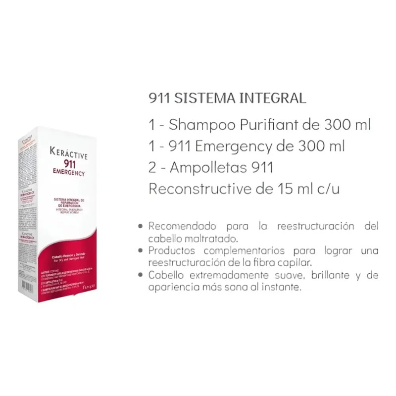 Nutrapel Keráctive 911 Sistema Integral de Reparación Shampoo300 ml+ Tratamiento