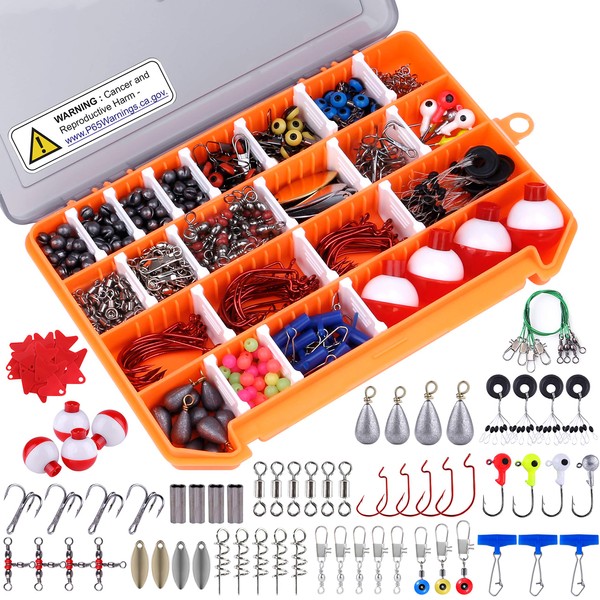 PLUSINNO Fishing Accessories Kit, 263pcs Fishing Tackle Kit with Tackle