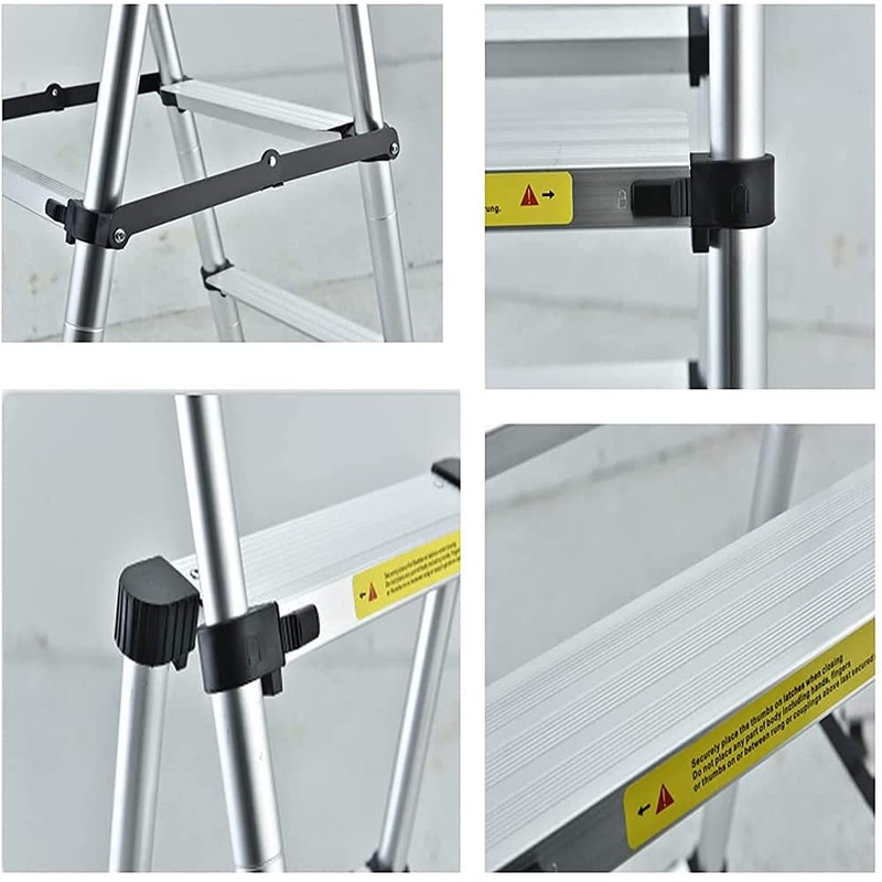 Qimu 5+6 Steps (5.6Ft + 6.6Ft) Aluminium Telescopic A-Frame Ladder