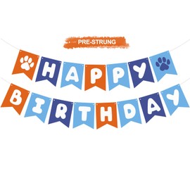 RICHHHA Blue Orange Happy Birthday Banner Pre-Strung Birthday Decorations Birthday Party Backdrop Sign Garland Party Supplies for Women Men Boys Girls,NO-DIY