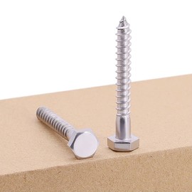 M8 x 65mm (12 pcs) Hex Lag Screws, 304 Stainless Steel 18/8, Hexagon Head Lag Bolts, DIN571