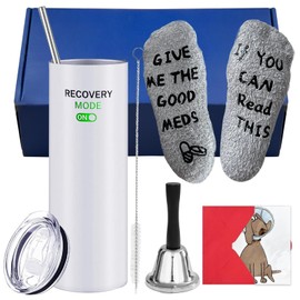 5 Pcs Funny Get Well Gift Box 20oz Hospital Mug Fuzzy Funny Recovery Cotton Socks Silver Steel Tea Hand Bell and DIY greeting cards Get Well Soon Gifts Self Care Package