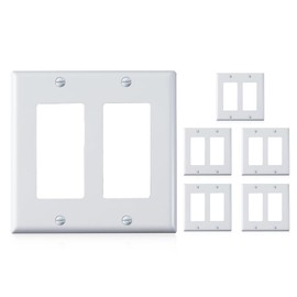 Faith White 2-Gang Two-Device Wall Plate (6-pack) | Double Light Switch Cover Plate or Outlet Cover Wall Plate | 2-Gang Wall Plate for Rocker Switches or GFCI Outlets | Unbreakable Thermoplastic