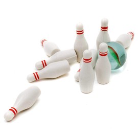 GOODS+GADGETS Mini Bowling Set Miniature Bowling Skittles Game with Ball in the Office, Break Room, Much More (Skittles Game)