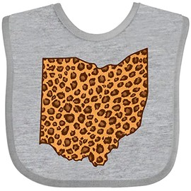 inktastic Leopard Print Ohio Baby Bib Heather Grey 41aca