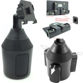 Low Profile Drinks Cup Holder Mount for Sirius XM Onyx Plus Lynx Satellite Radio w/Single T (XM) Delphi Skiff & AMPS Pattern