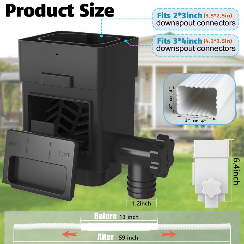 Anivia Rainwater Collection System, Downspout Diverter Fits for 2x3 or