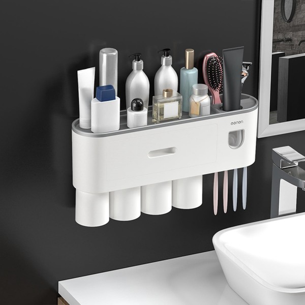 Celsitudo No-Drill Wall Mounted Toothbrush Holder, Bathroom Shelf, with Automatic