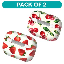 GlamCase for AirPods Pro 2nd Generation Case, AirPods Pro 2 Case - Cherry & Strawperry Pattern Printed Cute Plastic Hard Shell Protective Designer AirPod Case/Cover for AirPods Pro 2 / 2nd Gen.