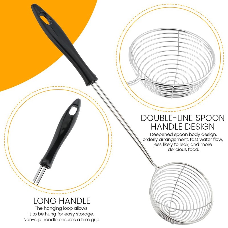 Stainless Steel Spider Strainer Spoon, Non-Stick Cooking Pasta Scoop Bean