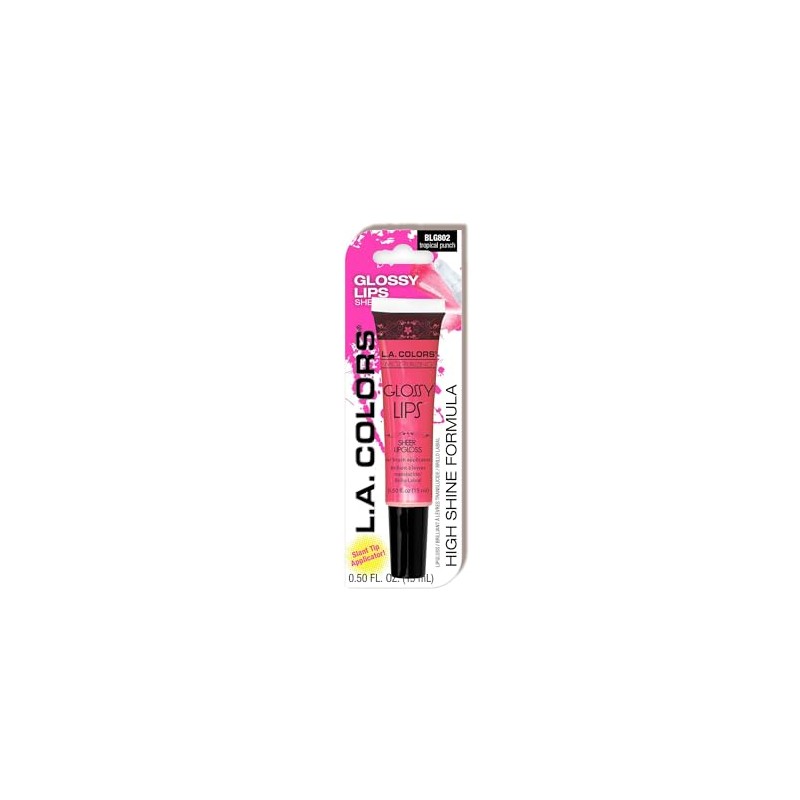 L.A. COLORS Glossy Lips Sheer Lipgloss (carded), BLG802 Tropical Punch