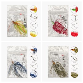 Spinnerbait Fishing Lures, 6Pcs Pearl Shiner Spinner-Bait Set, Metal Spinner Baits, Hard Fishing Lure for Bass, Salmon, Pike, Trout