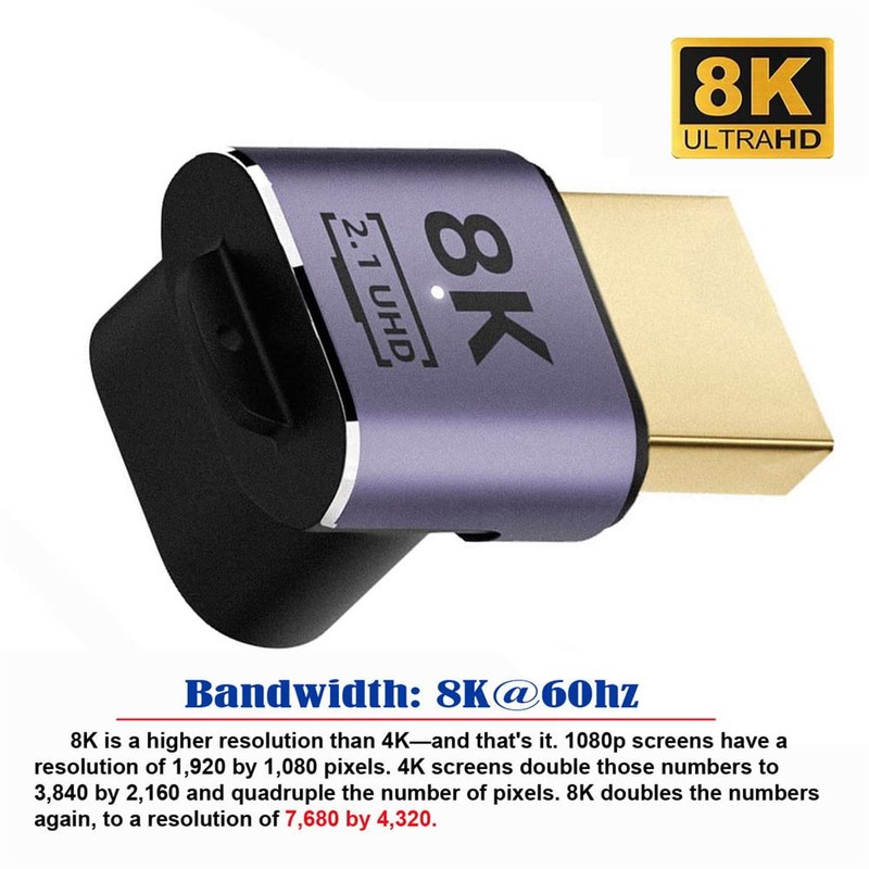 cablecc HDMI Male to HDMI 2.1 Female Vertical Down Angled