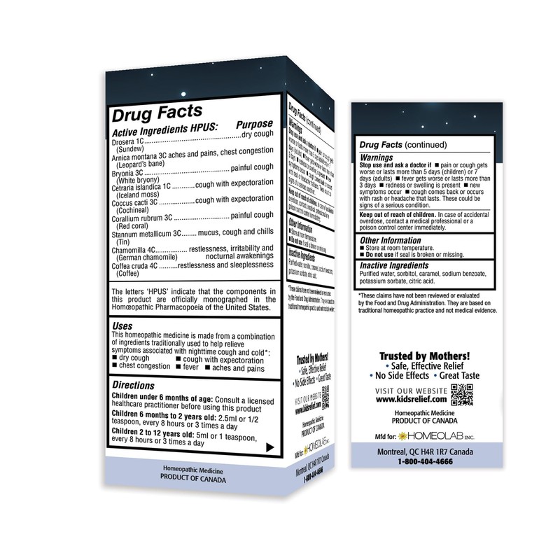 Kids Relief Cough & Cold Syrup, Relaxing Nighttime Formula for