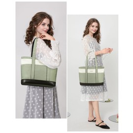 LOVEVOOK Travel Tote Bag for Women Green&White Small