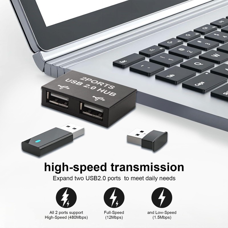 Leehitech 2 Pack USB2.0 Hub, 2 Port USB Splitter Charger