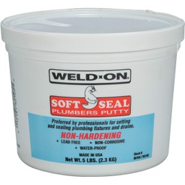 WELD-ON 80105 Soft Seal Stain-Free Plumber's Putty - Lead-Free, Non-Corrosive, and Waterproof, 5 Pounds