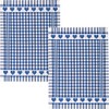 Kracht Tea Towel Half-Linen Checked Heart Blue 50 x 70