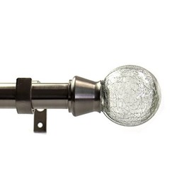 Urbanest 1-inch Diameter Crackle Glass Adjustable Single Drapery Curtain Rod, 28-inch to 48-inch, Brushed Steel