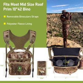 Wild Cedar Binocular Harness Chest Pack with Rangefinder Pouch, Bino Harness with Rain Cover for Hunting