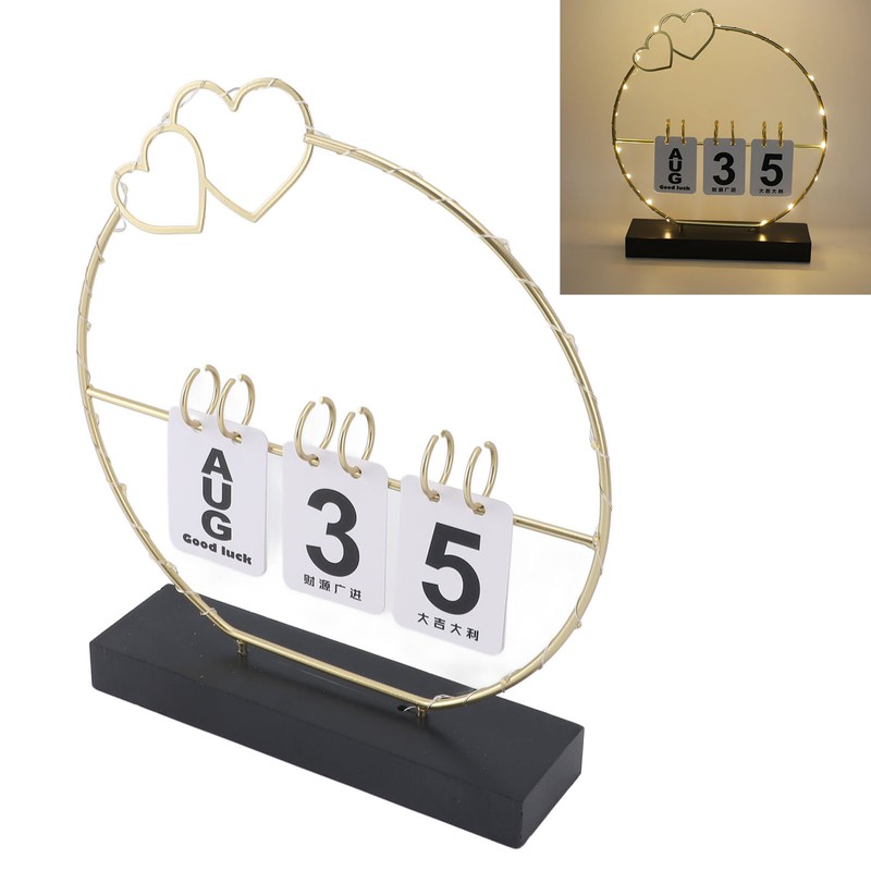 Perpetual Flip Calendar with LED Light Durable Construction Metal Art