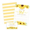 Sunflower Girl Baby Shower Invitations, Yellow Floral Baby Shower Invites with Diaper Raffles Cards, Sprinkle, 20 Invites Including Envelopes
