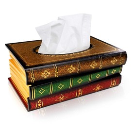 KPX Vintage Wooden Antique Book Tissue Holder Dispenser/Novelty Napkin Paper Holder Box Cover for Book Reader Lover at Home/Office/Car Automotive Decoration