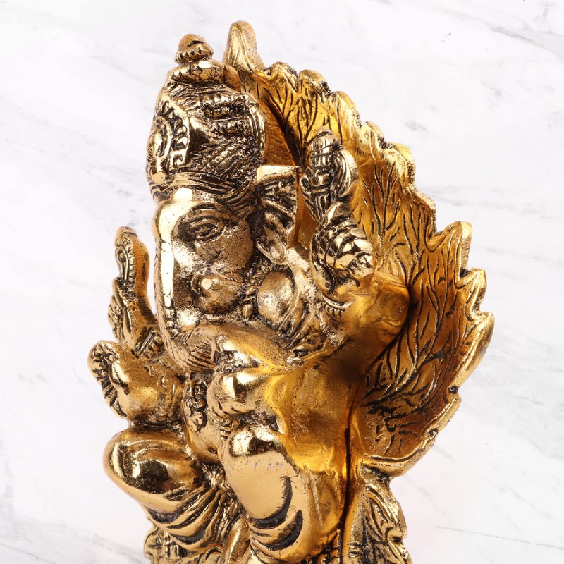 Myga Lord Ganesha Statue - Handmade Gold Decorative Elephant God