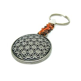 Key Ring Flower of Life – A Special Piece of Jewellery that Gives Power on Leather Cord 7 cm Plus Ring 2.5 cm, Flower of Life
