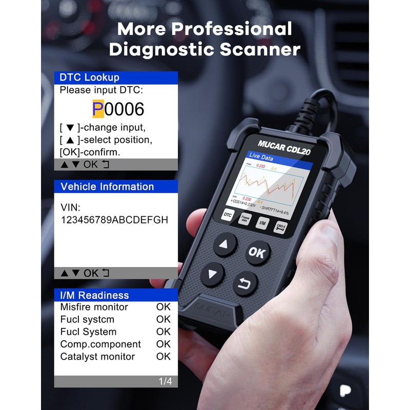 MUCAR CDL20 Universal OBD2 Scanner, Check Engine Car Code Reader