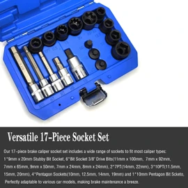 JEUCLEL 17PCS Universal Master Brake Caliper Socket Set Compatible with Most Cars, Brake Caliper Removal Tool Kit