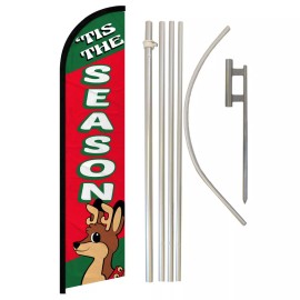 Unbranded Tis the Season Full Curve Windless Swooper Flag & Pole Kit Christmas Xmas