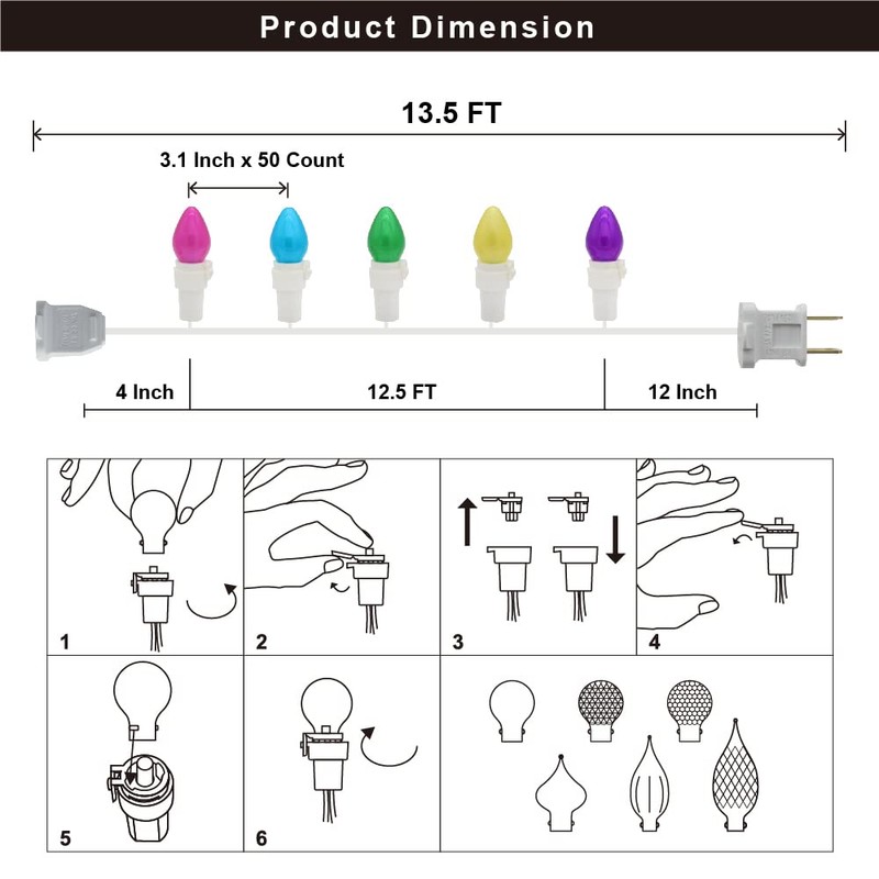 Solduce Easter String Lights LED Multi Color Glass C3 Lights