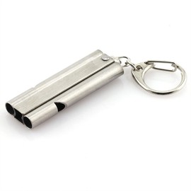 JCBIZ 1 Piece Double Tube Whistle Stainless Steel High Frequency High Decibel Outdoor Survival Whistle for Life-Saving Emergency Sports Judgment