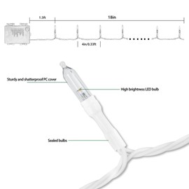 2PC Battery Operated Christmas Lights, 33Ft 100 LED Warm White String Lights with Auto Timer & 8 Modes & Remote Control, Shatterproof Waterproof for Outdoor Indoor Wedding Party Home, White Wire