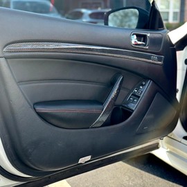 RedlineGoods Schaltsack Manschette kompatibel mit Infiniti G37 (V36) 2008-13. Maßgeschneidert - Nicht universell. Echtes Top Qualitat Italienisches Leder. Rot mit Schwarzem Faden