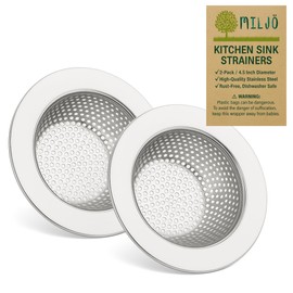 Miljo 2-Pack Universal Kitchen Sink Strainer – 4.5 Inch Premium Stainless Steel Drain Basket, Double-Layer Design, Eco-Friendly, Rust Resistant, Dishwasher Safe, Commercial & Home Use