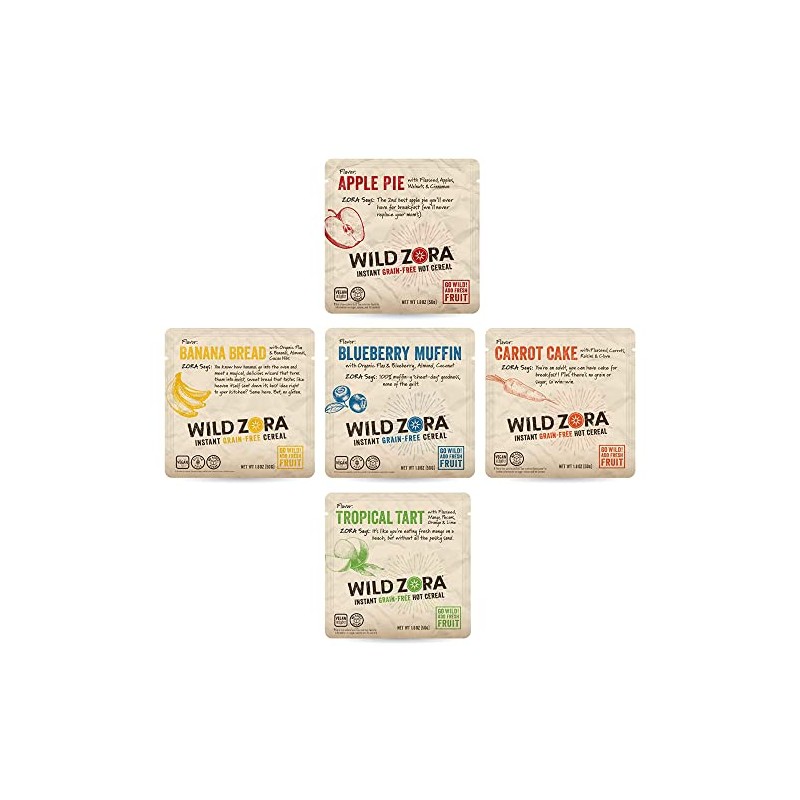 WILD ZORA Cereales Calientes Instantáneos Sin Granos - Sabrosos Cereales