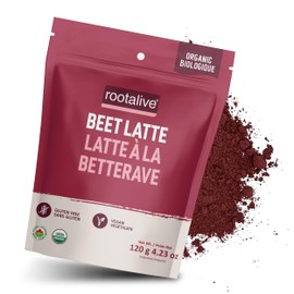 Rootalive Organic Beet Latte 120g Made in Canada infused with Cacao powder and ginger, Caffeine-Free Vegan and Keto Friendly