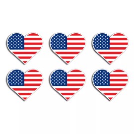 215 Decals 6 Mini USA Heart Flag Sticker Decal American Cup Phone Hard Hat Helmet Pack OSHA