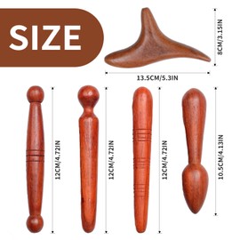 Massage Holz Set – 5 Stücke Triggerpunkt Drücker aus Holz, Dreieck-Massagegerät & Akupressur Massagestab, Punkt-Massagegerät zur Fuß, Rücken, Schulter, Entspannung & Schmerzlinderung