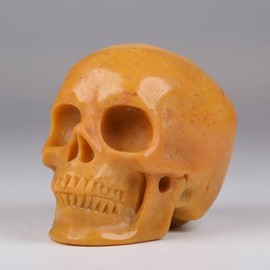 MR.SKULL 2.0" Natural China Yellow Jasper Crystal Skull, Hand Carved Gemstone Fine Art Sculpture, Crystal Healing Skull,Home Decoration Statue, Unique Gift.