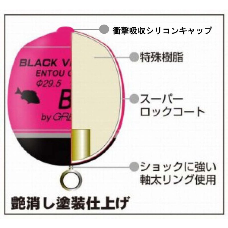 グレックスプラス ブラック ベリタス 環付遠投チヌ オレンジ（カン付きウキ） (3B/オレンジ(カン付き))