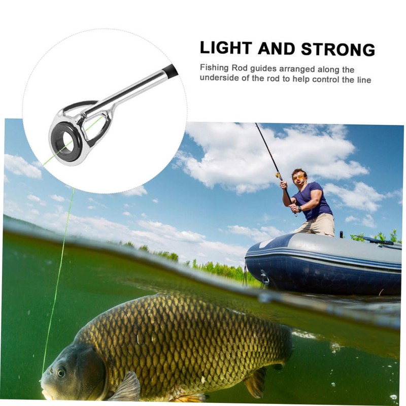 Kisangel 16pcs Stainless Steel Fishing Rod Guide Set Durable Ceramic