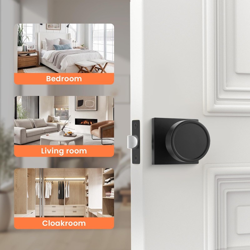Haidms Black Interior Door Knobs, Zinc-Alloy Heavy Duty Round Matte