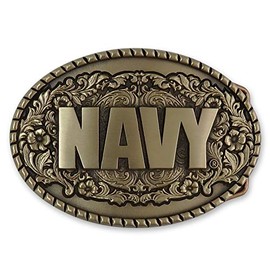 Indiana Metal Craft US NAVY Solid Brass Belt Buckle MADE IN USA (Brass)