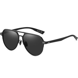 DUCO Aviator Sunglasses for Men Carbon Fiber Frame Polarized UV400 Protection Lens Fishing Driving Golf Sunglasses DC8328 (Matte Black Frame Gray Lens)