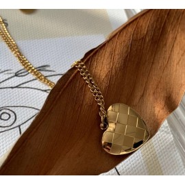 DAINTY Women Girl Titanium Stainless Steel Gold Checkerboard Heart Love Necklace 16-18"