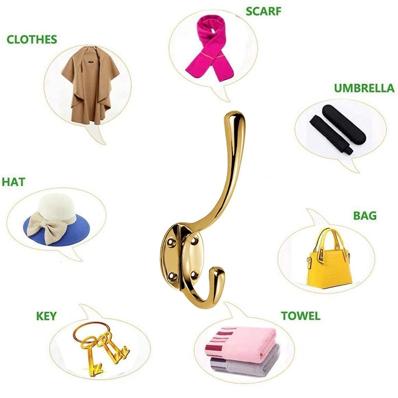TERF® Polished Brass Double Wall Mounted & Door Hooks Hat